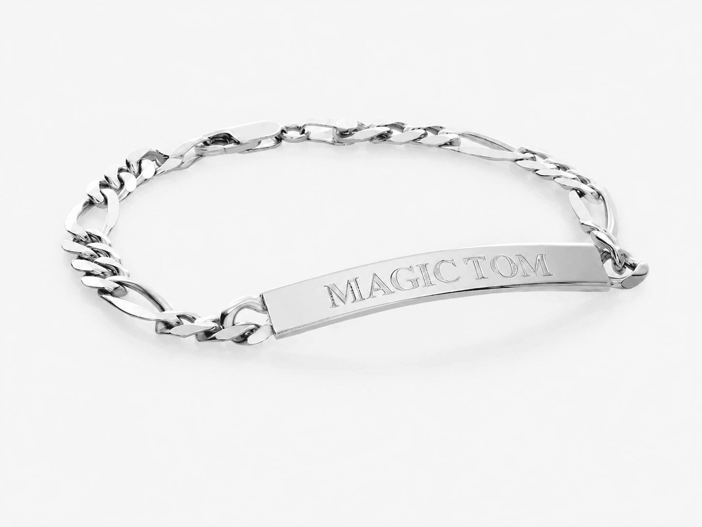 Silver Signature ID Bracelet engraved with MAGIC TOM