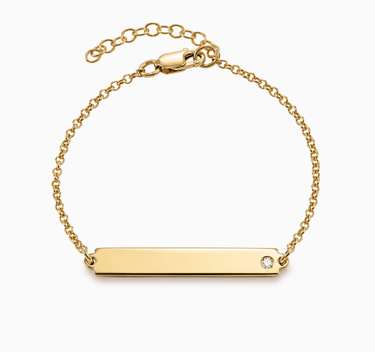 Blank Gold Vermeil Custom Eye and Text Diamond Bracelet ready for personalization
