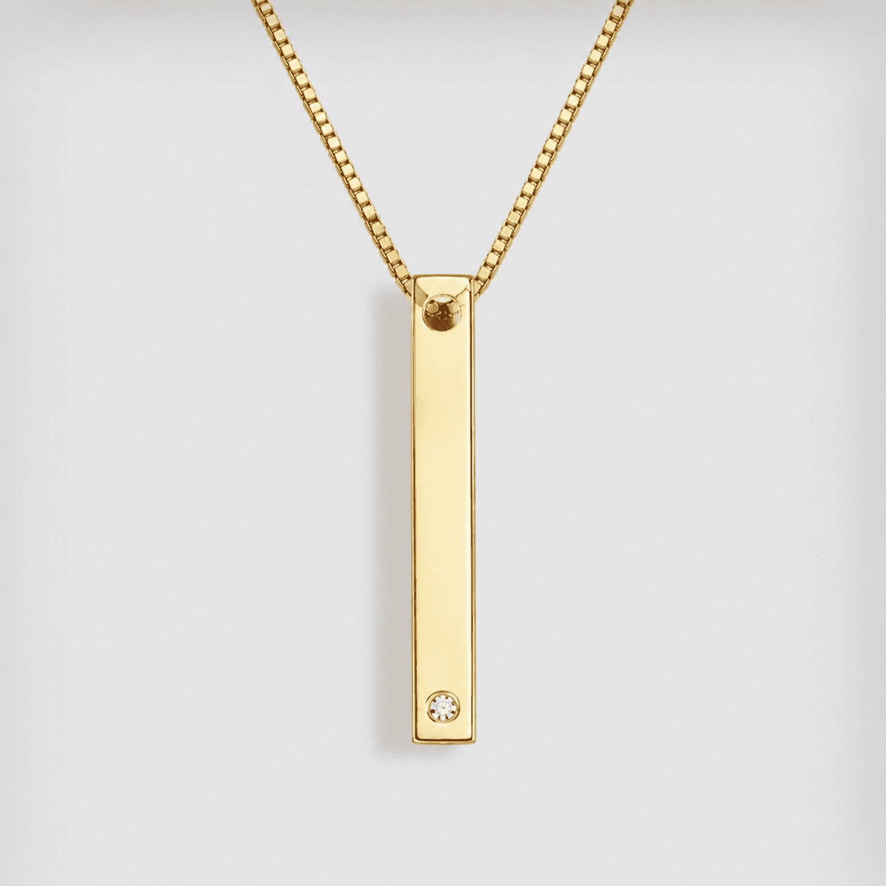 Custom Eye and Text Engraved Pillar Necklace in Gold Vermeil