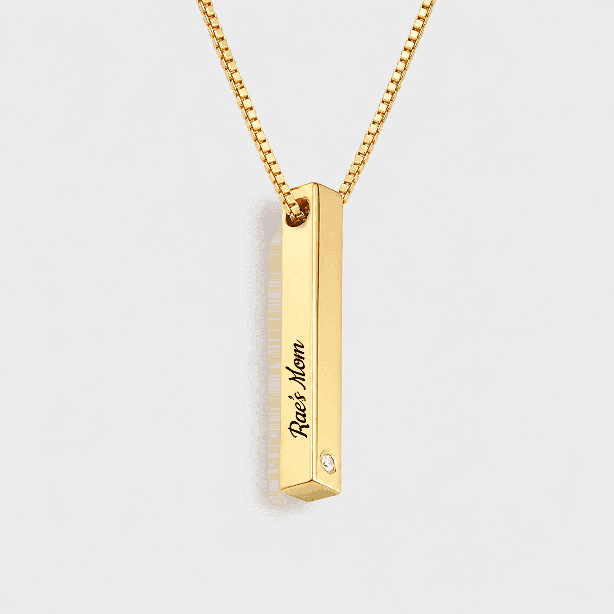 Pillar Bar Necklace with Diamond in Gold Vermeil