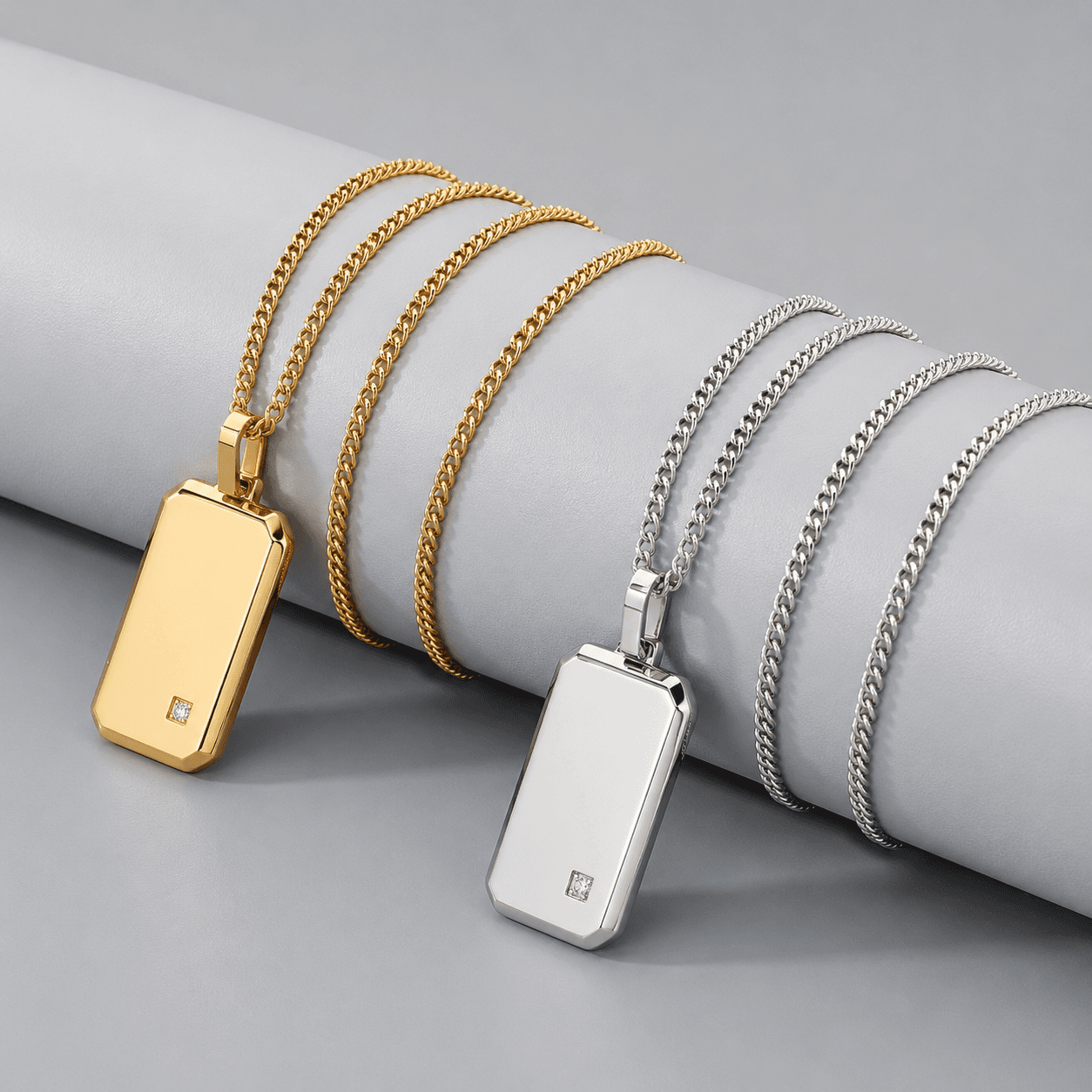 Unisex Custom Engraved Eye Necklace in Gold Vermeil and Sterling Silver
